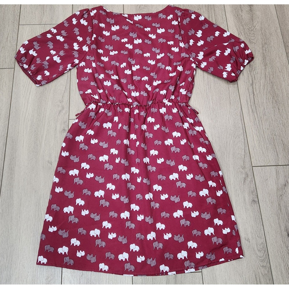 Everly Elephant Print Mini Dress Lined Pockets NO BELT Elastic Waist Women Small - Picture 10 of 10